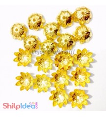 Bead Caps 10mm - 8 Leaves - Golden - Pack of 20